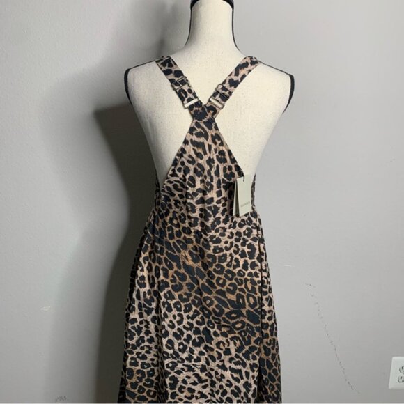 NWT All Saints Lil Leppo Brown Animal Print Asymmetrical Mini Dress - Picture 12 of 17